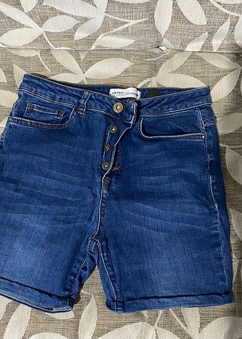 Düğmeli Mavi Kadın Denim Şort