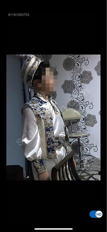 13-14 Yaş Beden beyaz Renk Şehzade Sünnetlik Kaftan