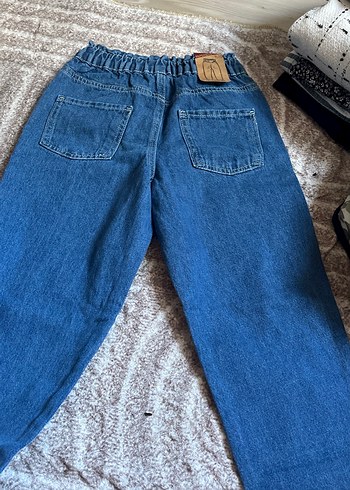 9 Yaş Beden mavi Renk Düğmeli Mavi çocukDenim Bol Kesim Pantolon