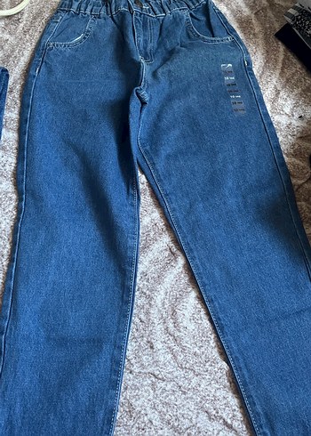 9 Yaş Beden Düğmeli Mavi çocukDenim Bol Kesim Pantolon