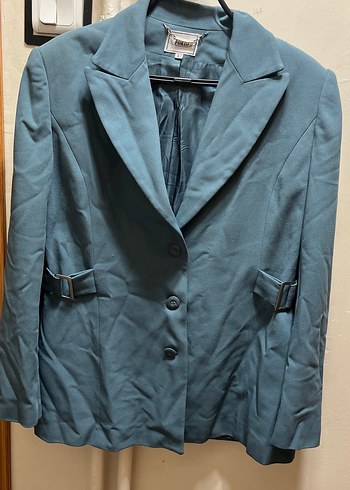 42 Beden Mavi Kemerli Kadın Blazer Ceket