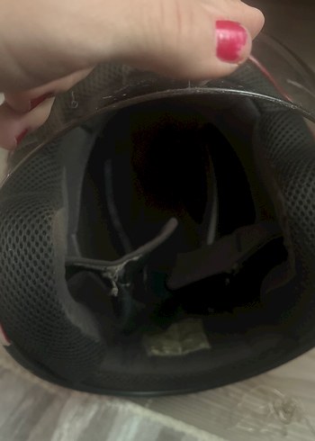 Kırmızı Parlak Kemerli Motosiklet Kaskı - Görsel 3