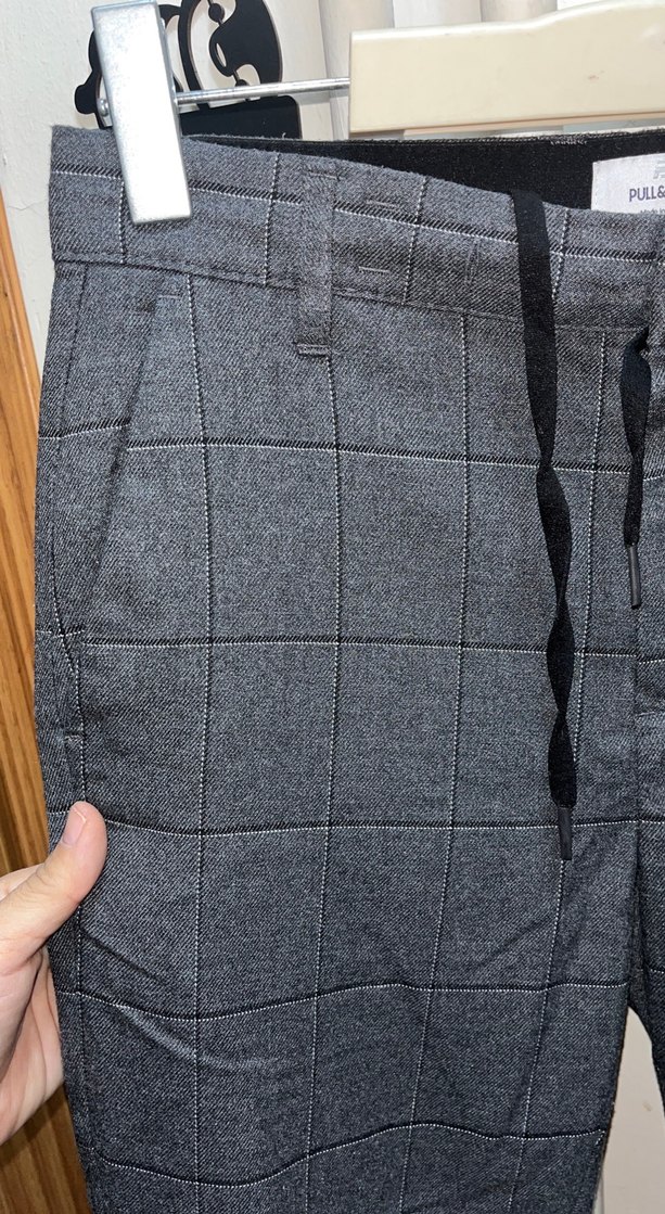 Gri Kareli Regular Fit Pantolon - Görsel 4