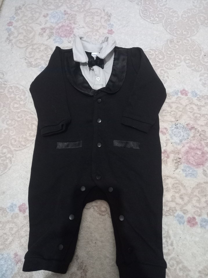 Siyah Uzun Kollu  Erkek Bebek Tulumu - Görsel 4