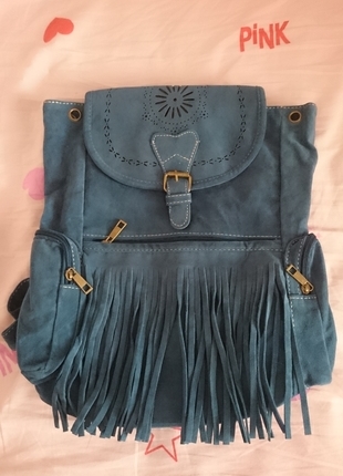 Vintage Love suni süet püsküllü sırt çantası