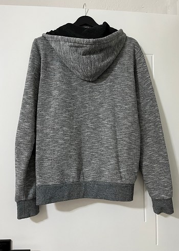 Erkek Gri Kapüşonlu Fermuarlı Sweatshirt - Görsel 8