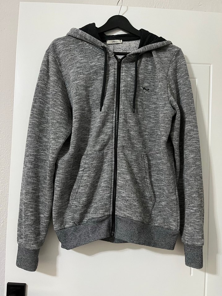 Erkek Gri Kapüşonlu Fermuarlı Sweatshirt - Görsel 5