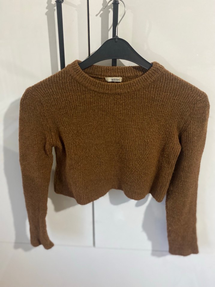 Kahverengi Triko Kadın Kazak - Görsel 3