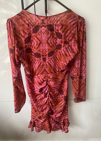 Fabrika Desenli Mini Elbise - Görsel 6