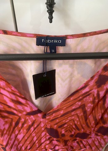 Fabrika Desenli Mini Elbise - Görsel 5