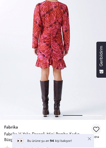 Fabrika Desenli Mini Elbise - Görsel 8