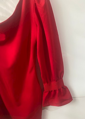 Kırmızı Tek Omuz Drapeli Mini Elbise - Görsel 9
