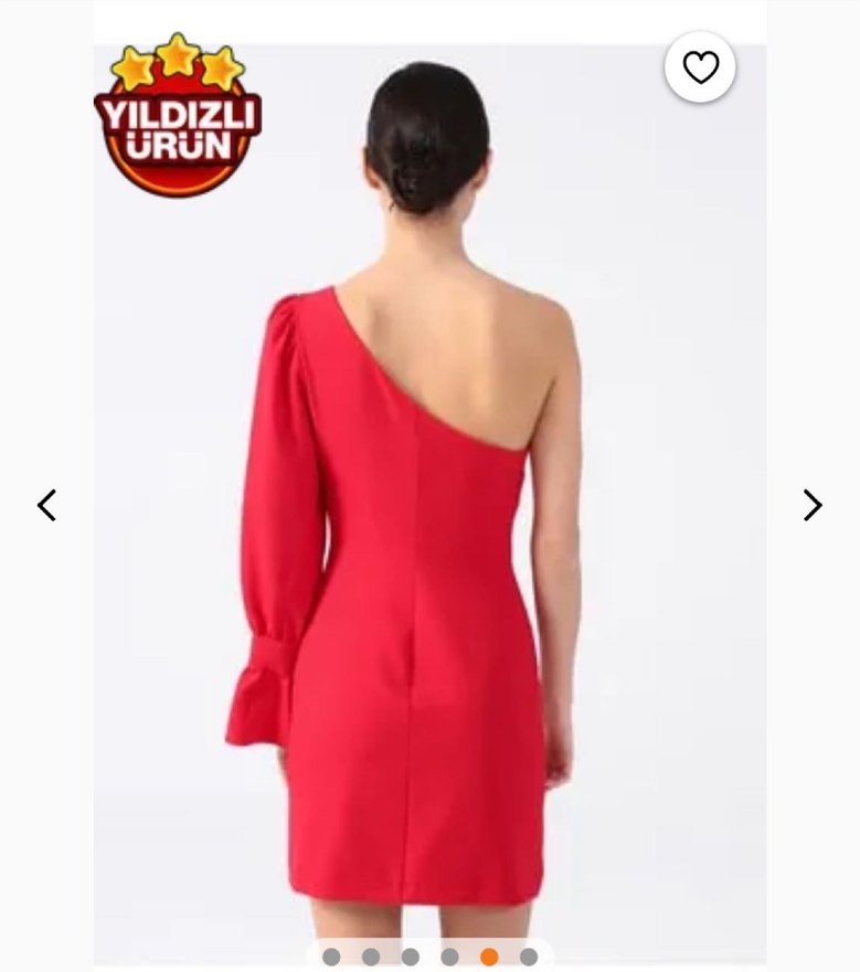 Kırmızı Tek Omuz Drapeli Mini Elbise - Görsel 2