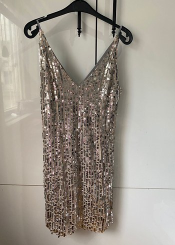 Pul İşlemeli V Yaka Mini Abiye Elbise - Görsel 6