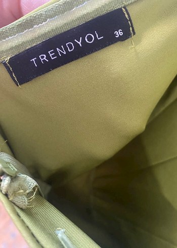 Parlak Haki Drapeli Mini Elbise - Görsel 8