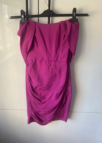 Pembe Drapeli Mini Kokteyl Elbisesi - Görsel 3