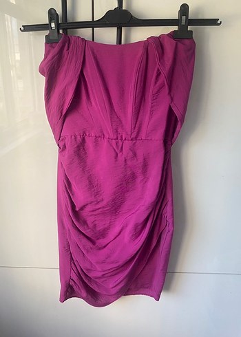 Pembe Drapeli Mini Kokteyl Elbisesi - Görsel 4