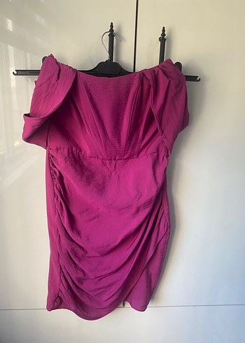 Pembe Drapeli Mini Kokteyl Elbisesi - Görsel 6