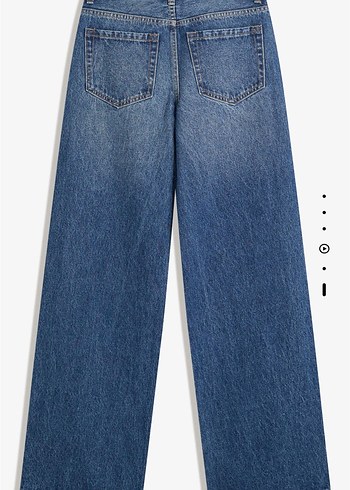 BERSHKA Taşlı Lacivert Kadın Bol Kesim Kot Pantolon - Görsel 3