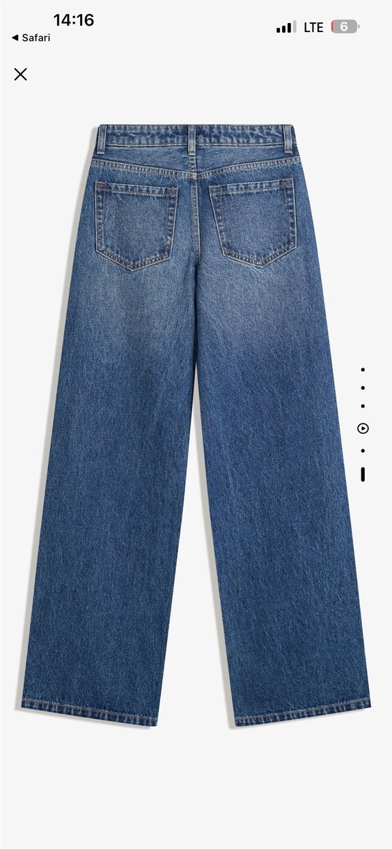 BERSHKA Taşlı Lacivert Kadın Bol Kesim Kot Pantolon - Görsel 3