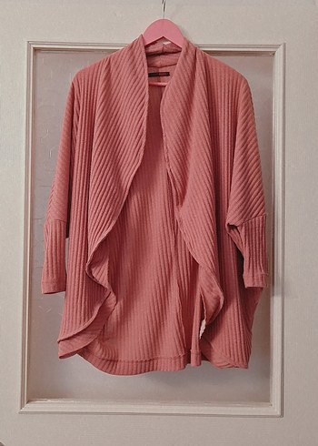 Pembe Piliseli Kadın Keten Hırka