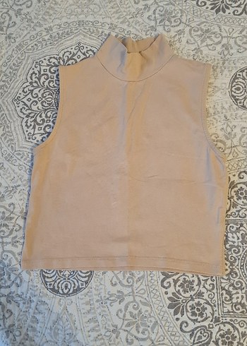 Kız Çocuk Bej Yüksek Yakalı Kolsuz Yelek - Görsel 2