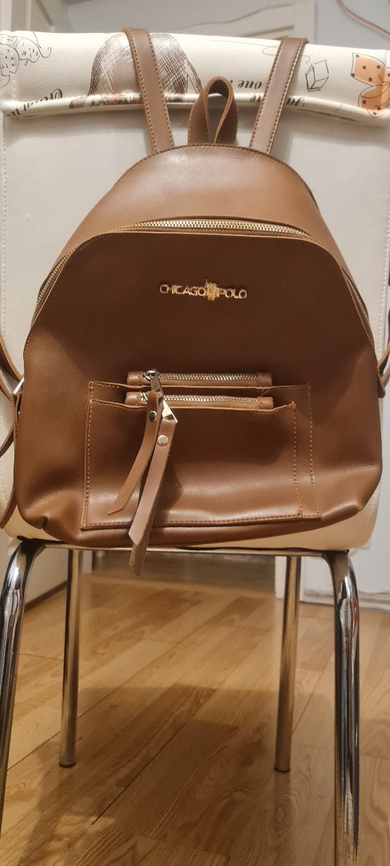 Bej Deri Kadın Sırt Çantası - Görsel 2