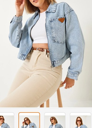 Açık Mavi Düğmeli Kadın Denim Ceket - Görsel 2