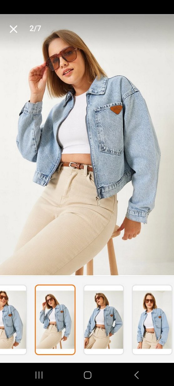 Açık Mavi Düğmeli Kadın Denim Ceket - Görsel 2