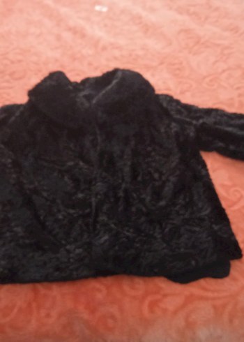 Siyah Kadın Peluş Kürk Ceket - Görsel 5