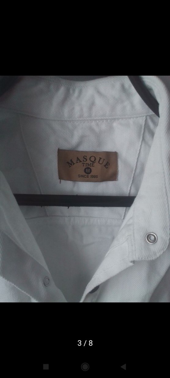 Beyaz Düğmeli Erkek Keten Gömlek - Görsel 3