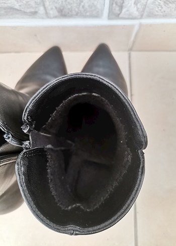 Siyah Deri Stiletto Topuklu Kadın Bot - Görsel 3