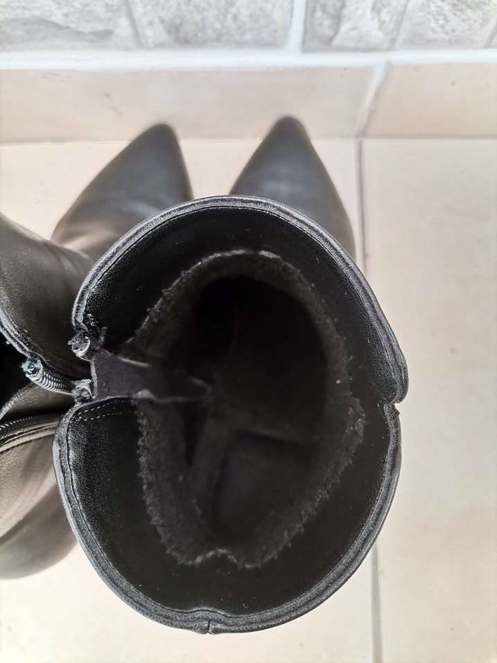 Siyah Deri Stiletto Topuklu Kadın Bot - Görsel 3