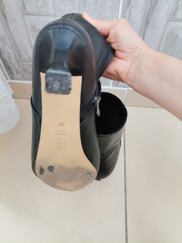 Siyah Deri Stiletto Topuklu Kadın Bot - Görsel 5