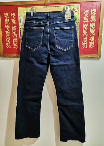 Mavi Yılan Desenli Kemerli Kadın Kot Pantolon - Görsel 4