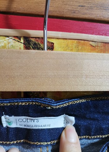 Mavi Yılan Desenli Kemerli Kadın Kot Pantolon - Görsel 7