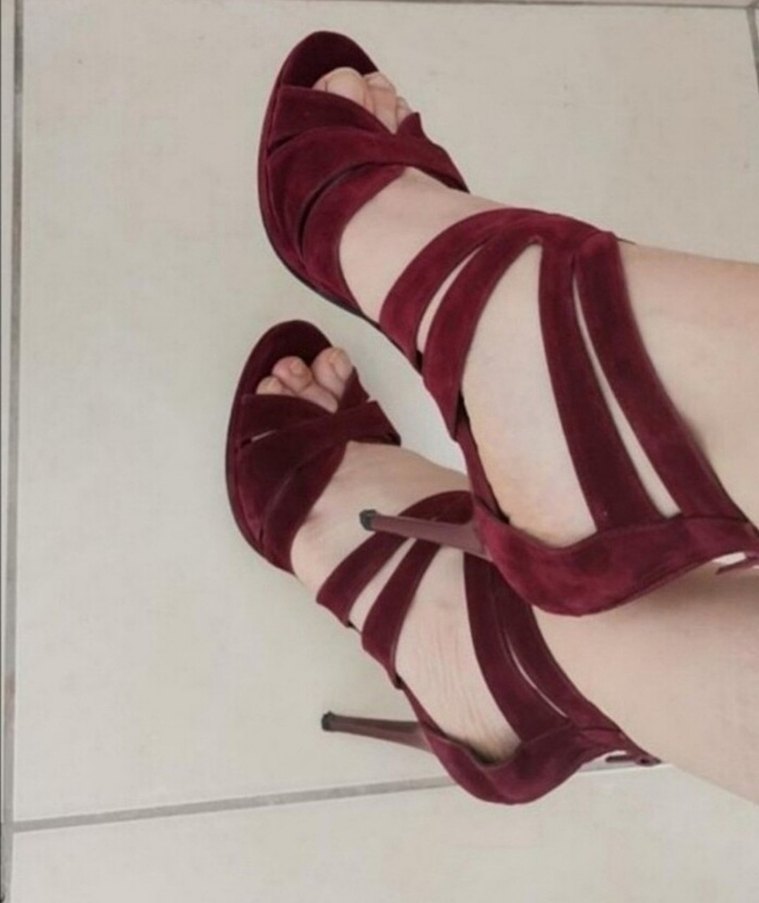Bordo Süet Tokalı Stiletto Topuklu Kadın Ayakkabı - Görsel 4