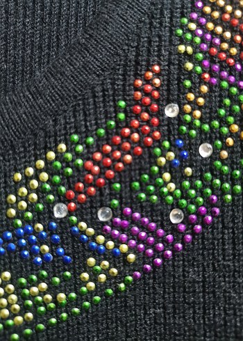 Nakışlı Bohem Çok Renkli Uzun Kollu Triko Bluz - Görsel 4