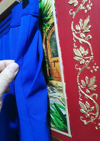 Nakışlı Mavi Bohem Salaş Pantolon - Görsel 7