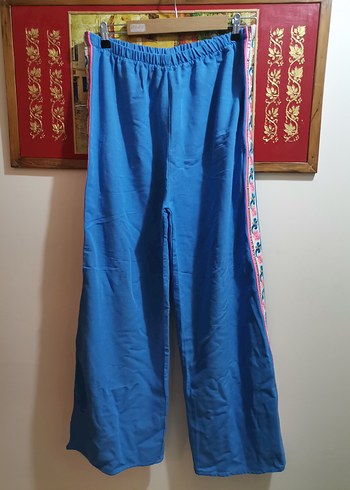 Nakışlı Mavi Bohem Salaş Pantolon - Görsel 8