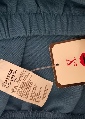 Nakışlı Mavi Bohem Salaş Pantolon - Görsel 4