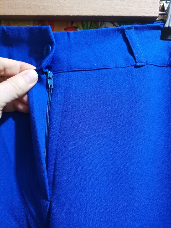 Nakışlı Mavi Bohem Salaş Pantolon - Görsel 3