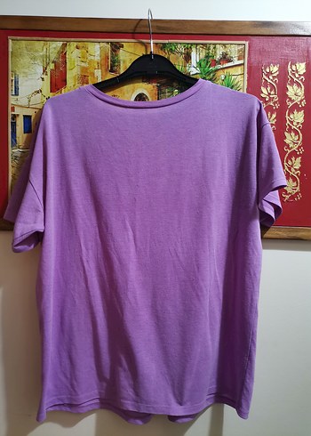 Mor Pamuklu Kadın Tişört - Görsel 4