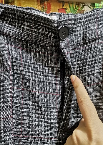 Kadın Gri Kuşaklı Midi Kumaş Pantolon - Görsel 2