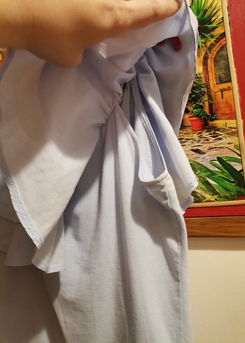 H&M Fırfırlı pastel mavi Bluz