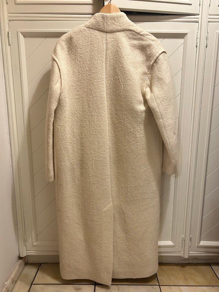 Bej-Beyaz Uzun Mango Suit Kadın Kaban - Görsel 2