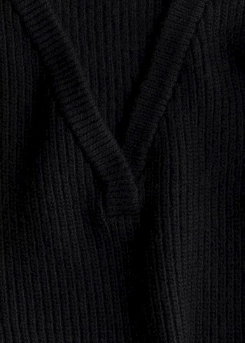 Siyah V Yaka Uzun Triko Elbise - Görsel 5