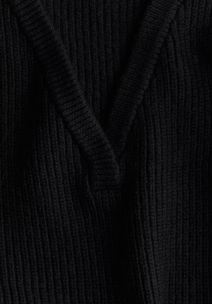 Siyah V Yaka Uzun Triko Elbise - Görsel 5