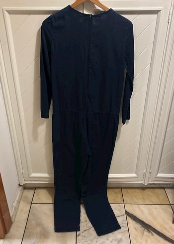 Lacivert Kadın Uzun Denim Tulum - Görsel 2