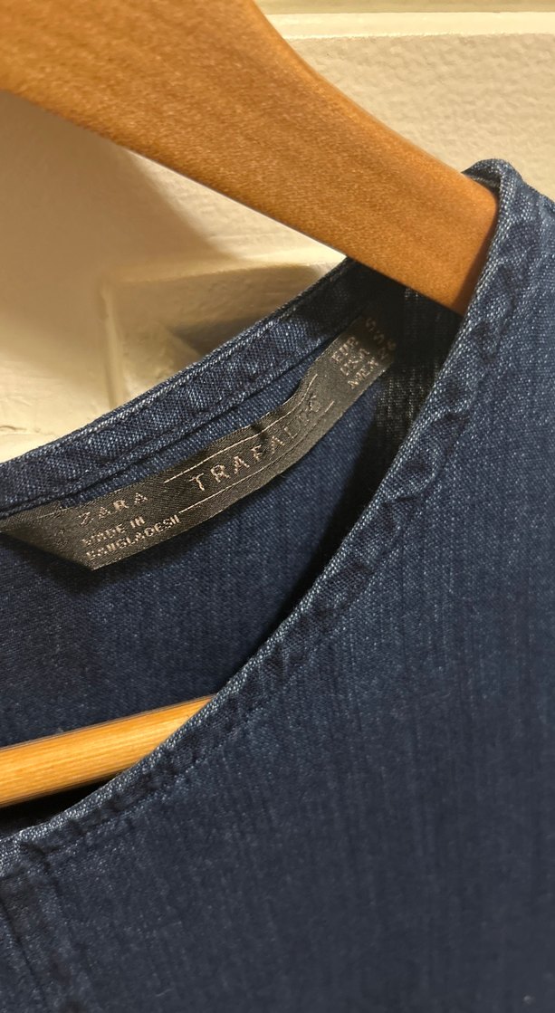 Lacivert Kadın Uzun Denim Tulum - Görsel 3